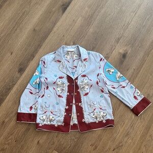 Sandro Women's Blazer with Red and Blue Print